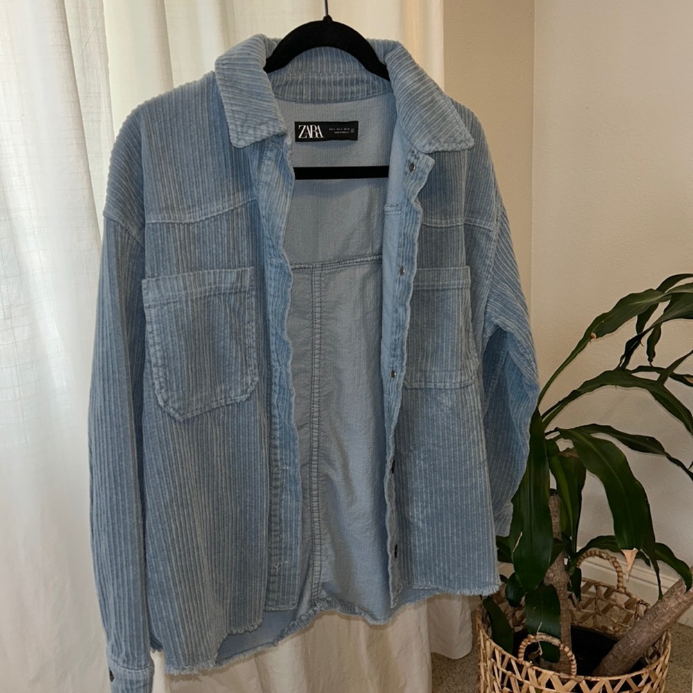 Zara Blue Button Down Shacket
